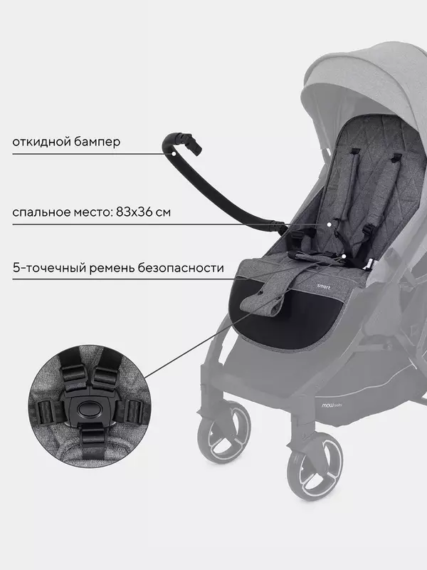 Коляска прогулочная Mowbaby Smart 2023 Grey